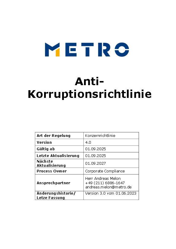 METRO Anti-Korruptionsrichtlinie