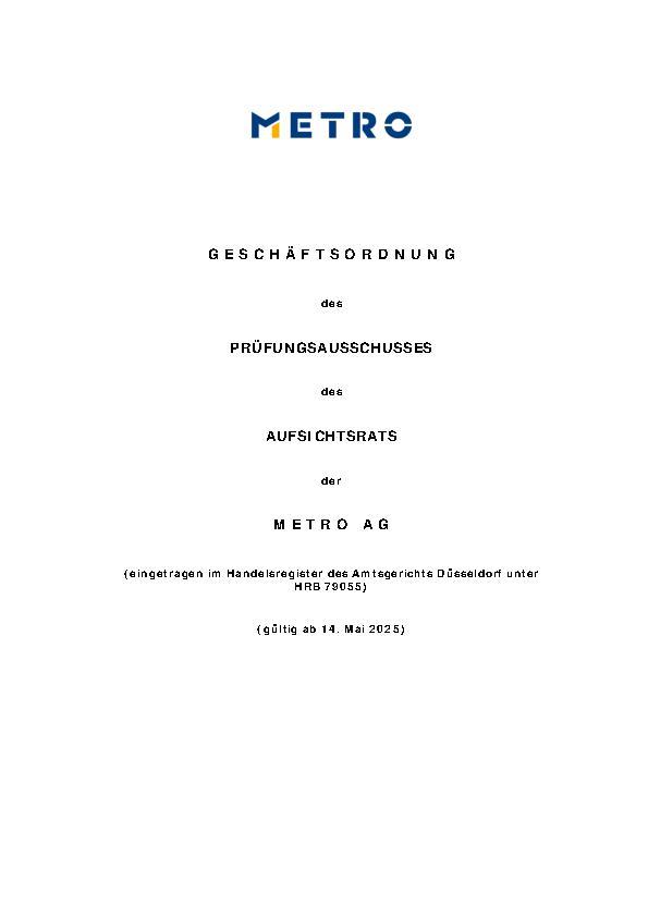 Geschäftsordnung des Prüfungsausschusses des Aufsichtsrats der METRO&nbsp;AG