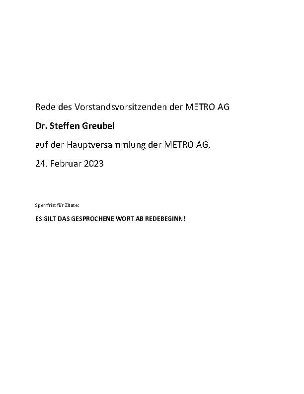 Full speech of Dr Steffen Greubel on the Annual General Meeting 2023 (German)